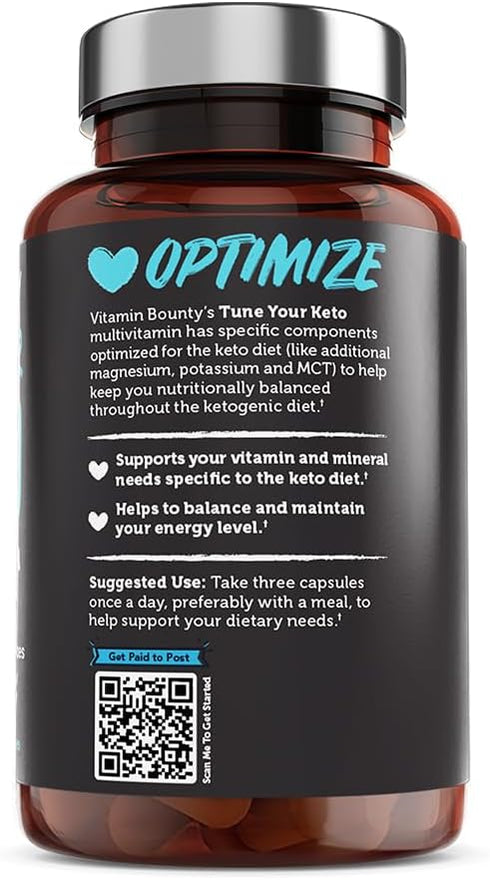Vitamin Bounty Tune Your Keto Multivitamin – Keto-Specific Nutritional Support with Magnesium, Potassium, and MCT for Energy, Cramp Relief, and Nu...
