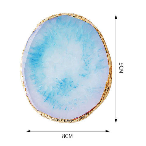 2 Pieces Resin Nail Art Palette, Nail Art Painting Gel Palette Gold Edge Nail Gel Color Makeup Display Board Nail Art Display Cosmetic Mixing Tool...