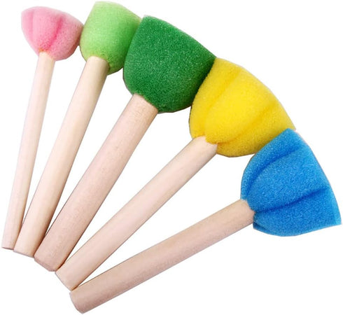 15 Pcs Foam Sponge Brushes Round Flower Foam Brushes Paint Sponge Brush Sponge Painting Tools Assorted Size Foam Brushes with Wooden Handle for Ki...