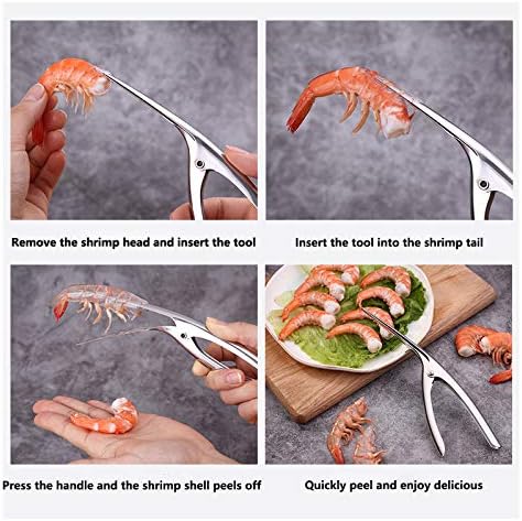 ELEDUCTMON Shrimp Deveiner Tool with Ergonomic Handle - 2-in-1 Prawn Cleaner & Seafood Peeler Knife for Kitchen, Restaurants, BBQ - Dishwasher Saf...