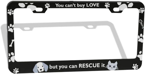 Cute Dog and Cat Paws License Plate Frame 2 Hole Kit Fits All US License...