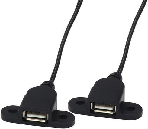 QiCheng&LYS USB 2.0 Male to Dual Female Charging Extension Cable, Furniture nightstand USB Charging Port, Panel Mount Cable with Screw Hole 5ft (1...