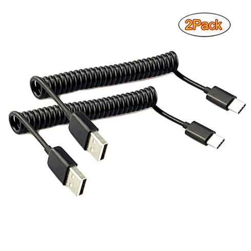 Seadream 2Pack Coiled Type-C USB C Cable,Coiled USB C to USB 2.0 A Male Charger Cable for Car Galaxy S21 S20 S10,S9 S8, Note 20 10 9 8 7, C9 Stret...