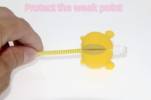 3D Cute Cartoon Charger Protector Case - Compatible for Apple 20W USB-C Power Adapter and Lightning Cable (Yellow Winnie)...