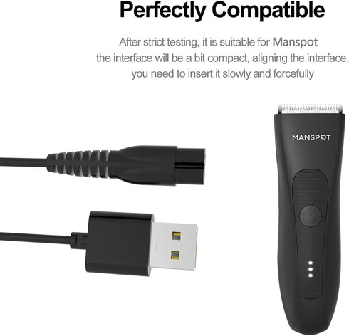 Replacement Power Cord for Manspot Men‘s Premium Body Trimmer USB Charger Charging Cable......