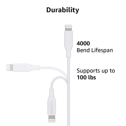 Amazon Basics USB-2.0 Type C to Lightning Cable (MFi Certified), 6 Feet, White...