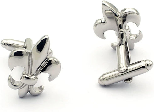 Fleur De Lis Cufflink and Tie Bar/Clip Set (Silver)...