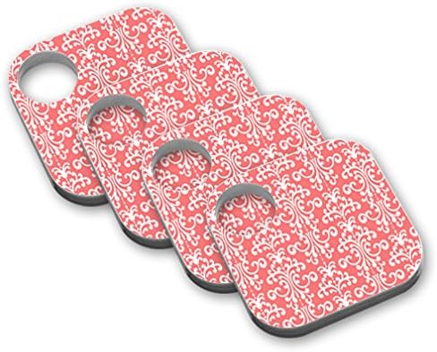 MightySkins Protective Vinyl Skin Decal (4 Pack) Compatible with Tile Key Finder Phone Finder wrap Cover Sticker Skins Coral Damask...