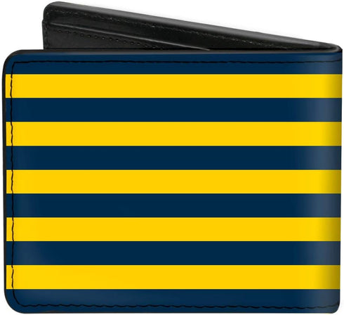 Buckle-Down Men's Disney Wallet, Bifold, Winnie The Pooh Eyes Stripe Navy Golden Yellow, Vegan Leather, 4.0" x 3.5"...