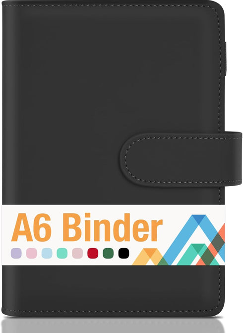 Sooez A6 binders, Budget Binder, 6 Ring Binder, Notebook Binder, Planner Binder with Magnetic Buckle Closure, A6 Leather Binder for Women, Savings...