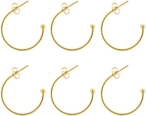 Supvox 6pcs Earring Findings Beading Hoop Earring Finding Metal Hoop Earrings C-Shaped Eardrops Beads DIY Jewelry Making Supplies Materials - Gold...