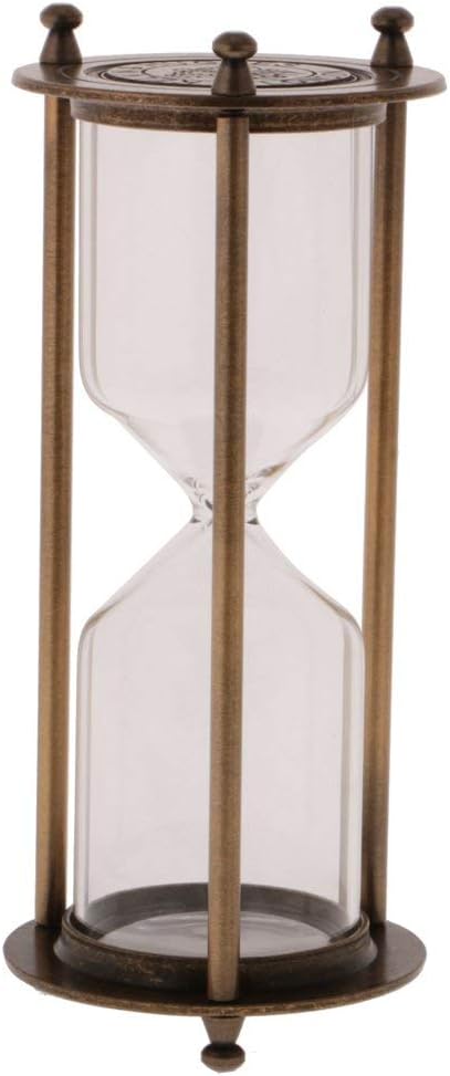Retro Metal Sandglass Empty Hourglass Sand Timer Without Sand for Home Office Decoration (Bronze - L)...