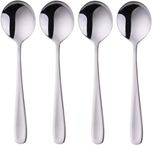 7-Inch Soup Spoons, Baikai Bouillon Spoon,18/10 Stainless Steel Finished Table Dinner Spoons Set of 4 (Silver)...