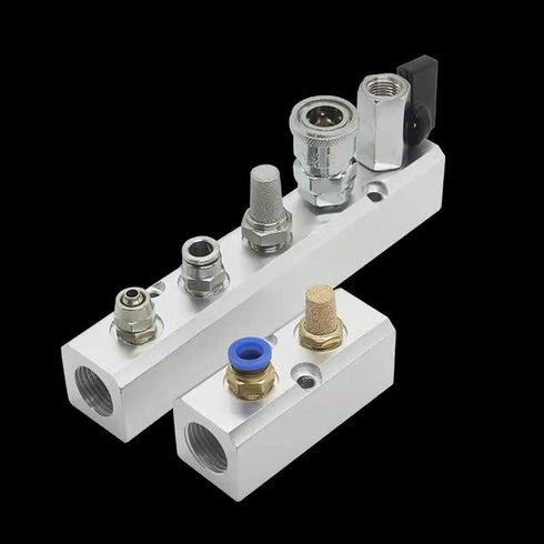 4 Way Pneumatic Manifold Air Distribution Block, G1/2 Supply Port, G1/4-Inch Output Port,Pneumatic Air Compressor Manifold Fitting?Aluminum Alloy?...