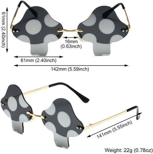 ENTHYI Mushroom Shape Sunglasses for Women Irregular Rimless Eyewear Retro rave Party halloween Sun Glasses...