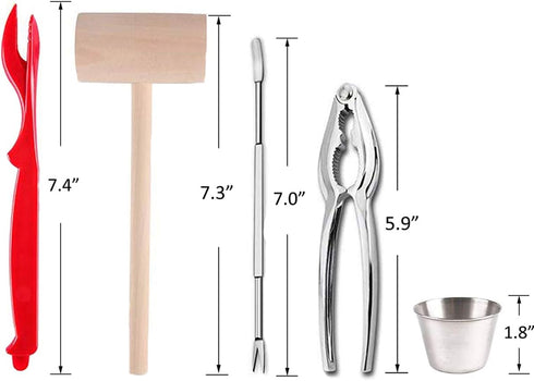 Artcome 22 Piece Seafood Tools Set for 4 People including 4 Lobster Crab Crackers 4 Lobster Shellers 6 Seafood Forks 4 Sauce Cups and 4 Lobster Cr...