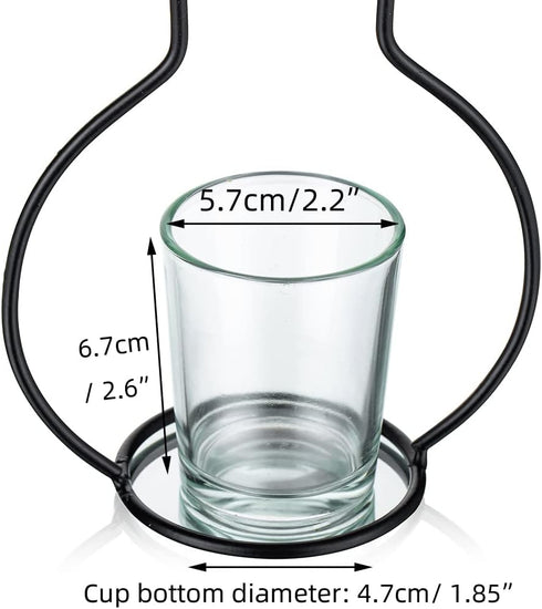Nuptio Set of 3 Creative Desktop Planter Set with Glass Cup Vases Iron Metal Stand for Water Planting Flower Arrangement Decoration Gift for Home ...
