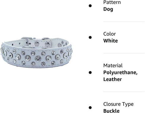 Bling Rhinestone PU Leather Crystal Diamond Pet Dog Cat Puppy Collar Black S M L XL(White,L)...