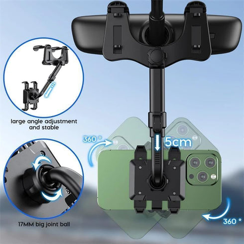 Lifesuny Phone Holder - Satismoon Rearview Mirror Phone Holder for Car, Satismoon Car Phone Holder, 360°Car Rearview Mirror Phone Holder, Soporte ...