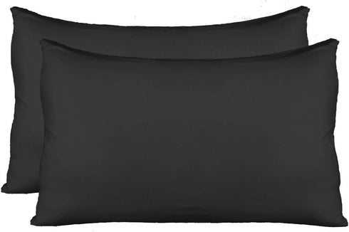 Extra Soft Jersey Knit Pillow Cases, Standard Size with Hidden Zipper, Soft Than Cotton, Pack of 2, Black...
