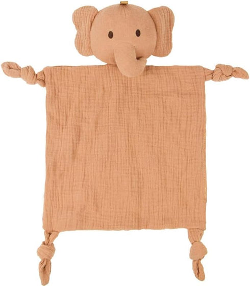 Organic Cotton Muslin Lovey Blanket, Organic Cotton Muslin Elephant Security Blanket Soft & Breathable Lovie Baby Gifts for Boys and Girls...