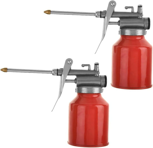 Auniwaig Pump Oil Can 250g Metal High Pressure Feed Oil Spray Gun Bottle Hand Feed Oil Spray Gun Pump Bottle Oiler Red 2pcs...