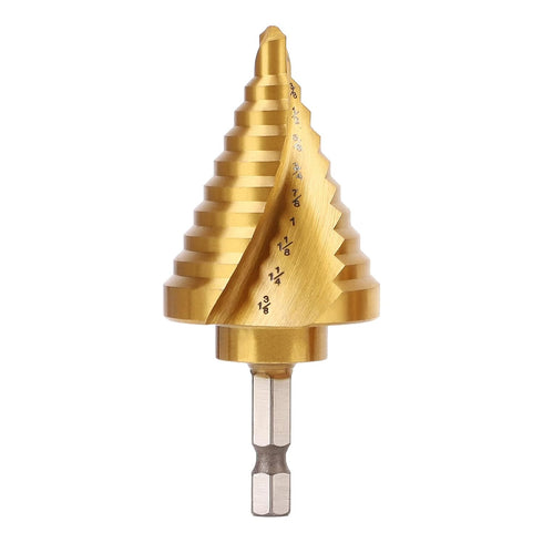 COMOWARE Hex Shank HSS Step Drill Bit with Two Spiral Flutes and Titanium Coating - 10 Step Sizes (1/4” – 1-3/8”) - Ideal for Metal, Stainless Ste...