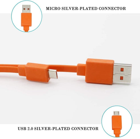 Puiixur USB Fast Power Charger Charging Cable Cord for JBL Wireless Bluetooth Speaker Earphone Headphone Headset Micro-USB, 3.3FT & Orange...