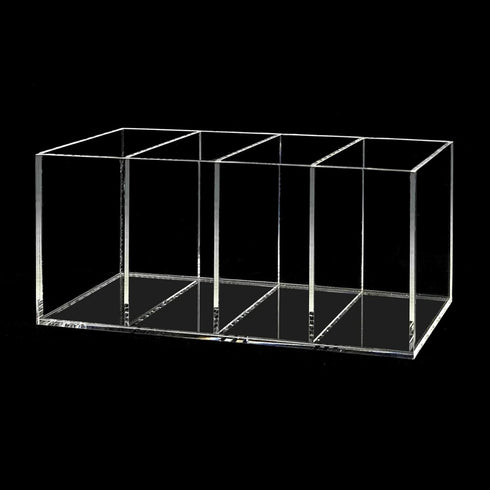 Acrylic Pen Holder 4 Compartments Clear Pencil Holder Organizer Makeup Brush Holder...