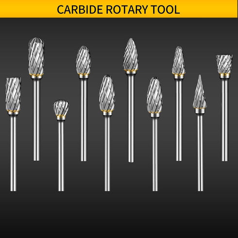 Carbide Burr Set Compatible with Dremel Rotary Tool 10Pcs Die Grinder Bits Rotary File Rasp with 1/8" Shank Tool Accessories for Attachments Cutti...