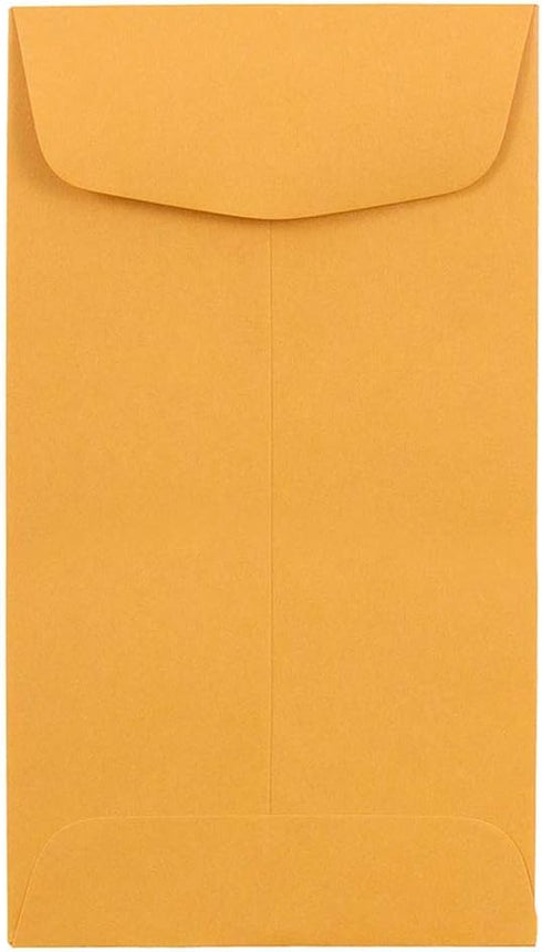 JAM PAPER #6 Coin Business Envelopes - 3 3/8 x 6 - Brown Kraft - 50/Pack...