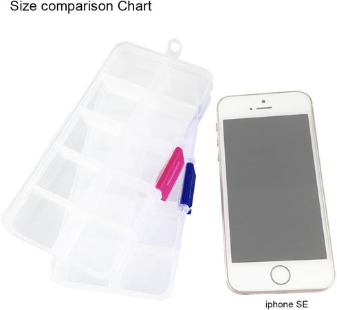 2 pcs Adjustable Clear Plastic Jewelry Craft Beads fishing hook Small Accessories Multipurpose Organizer visually adjustable clearly storage box (...
