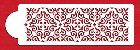 Designer Stencils Mexican Tile Cake Stencil Tier 4, Beige/semi-transparent...