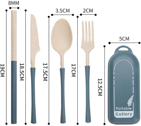 4Pack Folding Cutlery Set with Case, Travel Foldable Collapsible Portable Wheat Spoon Fork Straw Utensil Tableware for Picnic Camping...