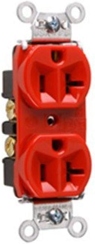 Legrand Pass & Seymour 5362RED 20 Amp 125V Hard Use Specification Grade Duplex Receptacle Outlet, Back and Side Wire, Red (1 Count)...