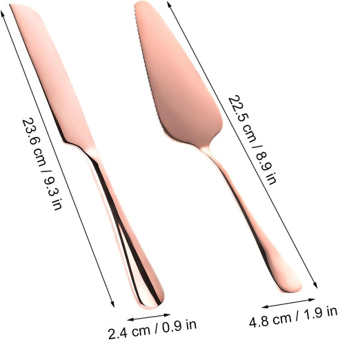 2pcs Wedding Cake Knife Set, Stainless Steel Cake Cutting Set Cake Cutter Set Wedding Cake Knife and Server Set for Party Birthday Celebration (Ro...