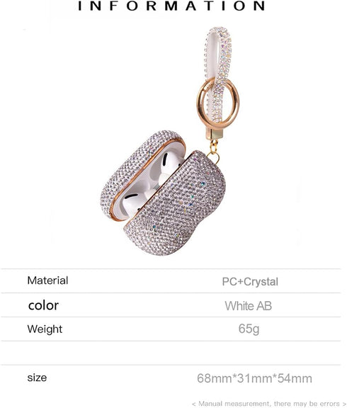 Sparkly Diamond Case for AirPods Pro 1&2 Generation with Keychain, Shockproof Protective Premium Bling Rhinestone Cover Skin Compatible with AirPo...