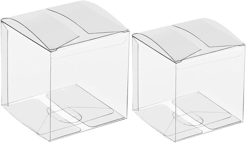 Lucky Monet Clear Gift Boxes 2" x 2" x 2" - 50 Pack, Clear PVC Plastic Boxes Transparent Packing Box Favor Square Boxes for Thanksgiving, Christma...