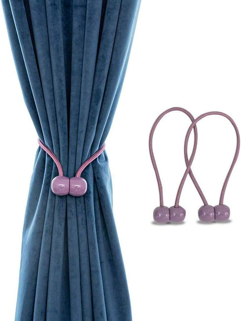 Fullgaden 2 Packs Magnetic Curtain Tiebacks with Unique Wooden Balls,Classic European Window Tie Backs Holders for Home Office Kitchen Sheer Black...
