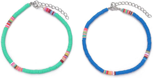 Boho Anklets Set Friendship Clay Ankle Bracelets Beach Foot Jewelry Adjustable for Women and Girls...