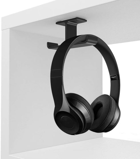 Headphone Hanger Stand Under Desk Hook Aluminum Stick-On Adhesive Dual Headsets Holder Mount PC Gaming Accessories for All Headphones...