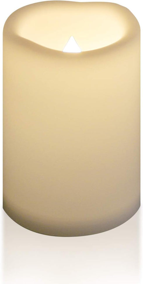 Waterproof Outdoor Battery Operated Flameless Candle Remote Timer Large Tall White Plastic Realistic Flickering Electric LED Pillar Lantern Garden...