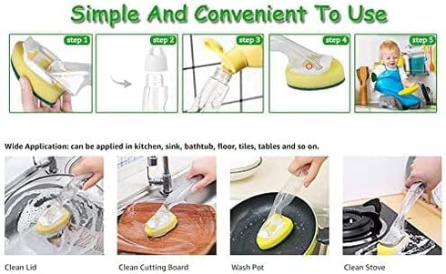 Non-Scratch Heavy Duty Dish Wand Sponge for Kitchen Sink Cleaning Brush (1 Wand with 6 Sponge Heads)...