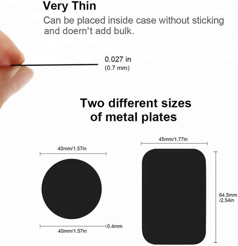Replacement Metal Plates Set (8 Pack) for Magnetic Car Phone Holders, Wall, Air Vent Mounts, Cases, Magnets. Kit of 4 Black Round and 4 Rectangula...