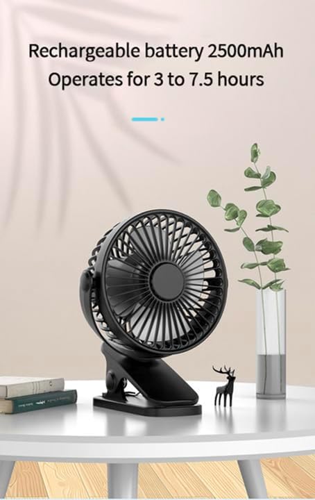 Mini Clip on Fan Battery Operated, 2500mAh 4 Inches Portable Personal Fan for Outdoors, Baby Stroller,Car Seat,Gym - Pink...