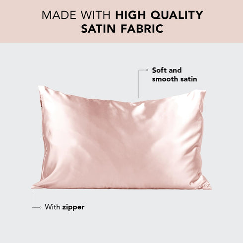 Kitsch Satin Pillowcase with Zipper for Hair & Skin, Softer Than Silk Pillow Cases Queen, Smooth Pillow Covers, Machine Washable, Wrinkle-Free, Co...