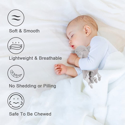 Vicloon Baby Security Blanket, Elephant Security Blanket for Babies, Soft Blanket for Baby Boys and Girls, Baby Snuggle Toy Baby Elephant Stuffed ...