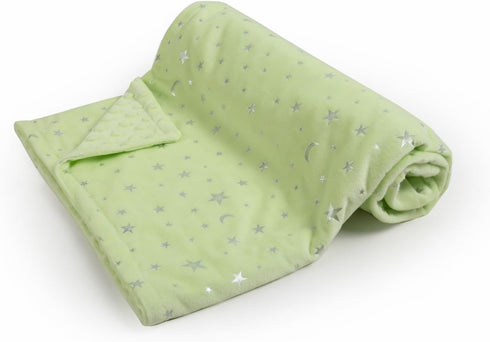 Baby Blanket for Boys Girls Soft Minky with Double Layer Dotted Backing, Star and Moon Printed 30 x 40 Inch Receiving Blanket (Green)...