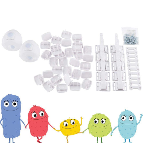 Toddleroo by North States Childproofing Starter Set 2 Door Knob Covers, 34 Plug Protectors, 10 Drawer & Cabinet Latches. Baby-Proof with Confidenc...