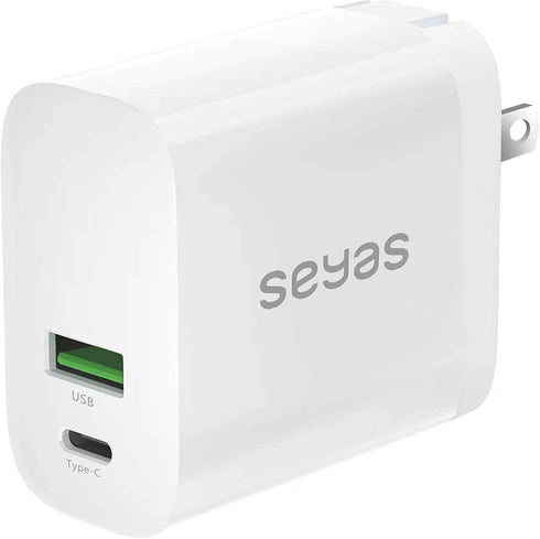 USB C Charger, Seyas 30W Wall Charger 2 Port Power Delivery Fast Charger Power Adapter Foldable PD Charger for iPhone iPad Airpods Pixel Galaxy Sw...